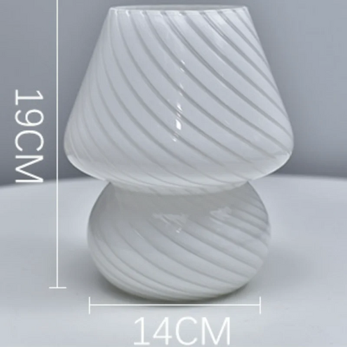 Lampe led verre veilleuse rayée champignon - vue 7 sur 12