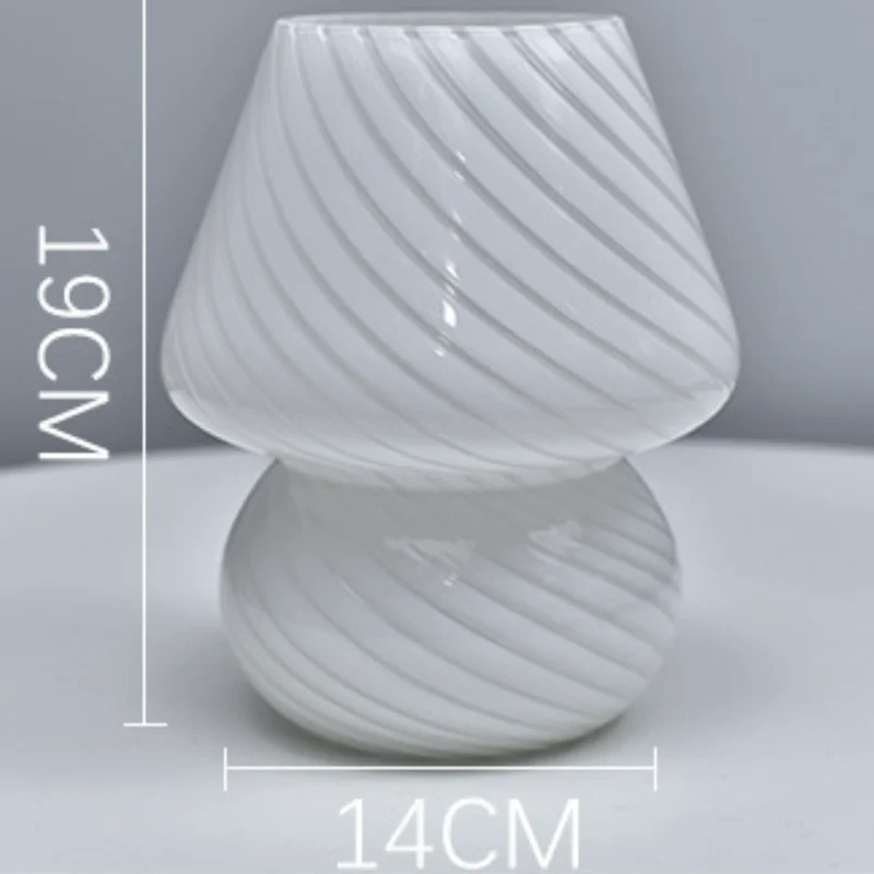 Lampe led verre veilleuse rayée champignon - vue 6 sur 12