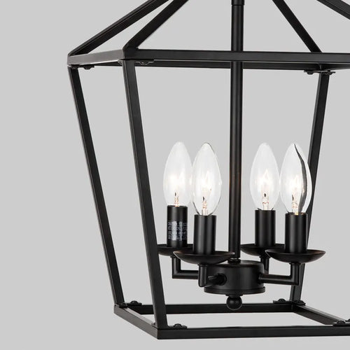 Minimalist retro black farmhouse chandelier for restaurant, kitchen, corridor and bedroom - vue 6 sur 7