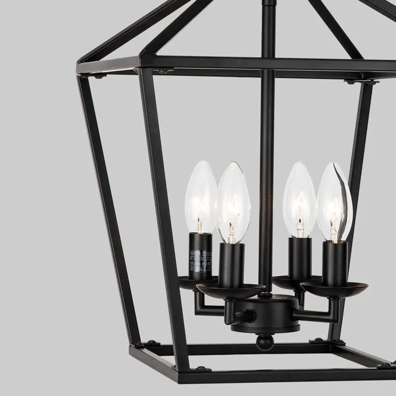 Minimalist retro black farmhouse chandelier for restaurant, kitchen, corridor and bedroom - vue 6 sur 7
