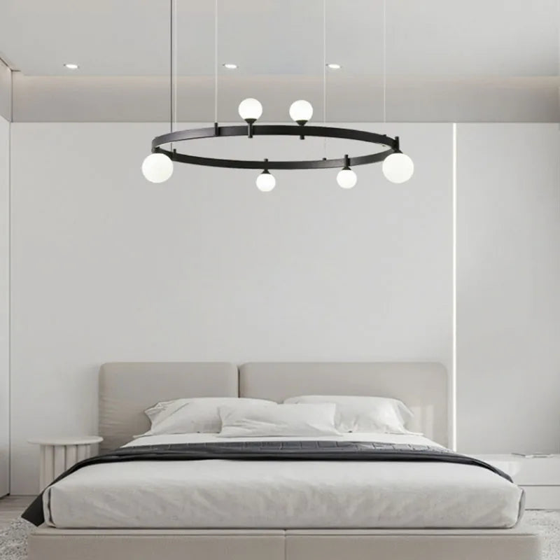 suspension led en verre circulaire pour décoration moderne - vue 5 sur 8