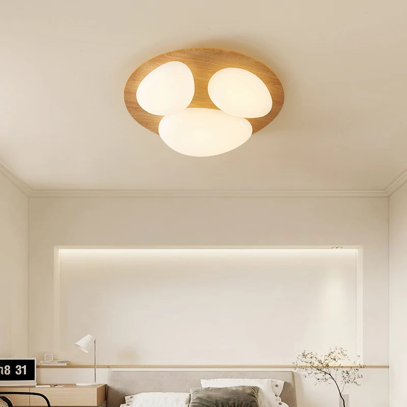 plafonnier design moderne led en bois pour éclairage intérieur
