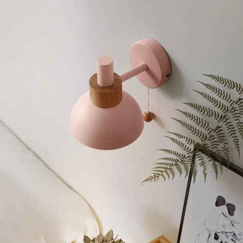 applique murale en bois avec interrupteur à tirette design nordique - vue 3 sur 10
