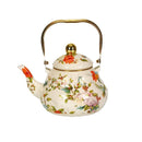 Bouilloire email vintage florale poignée dorée 1 5l