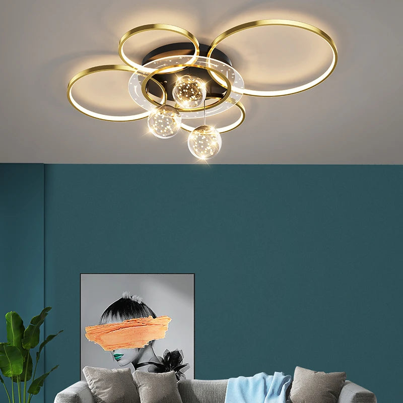 plafonnier moderne en forme d'anneaux décoratif pour intérieur - vue 5 sur 7