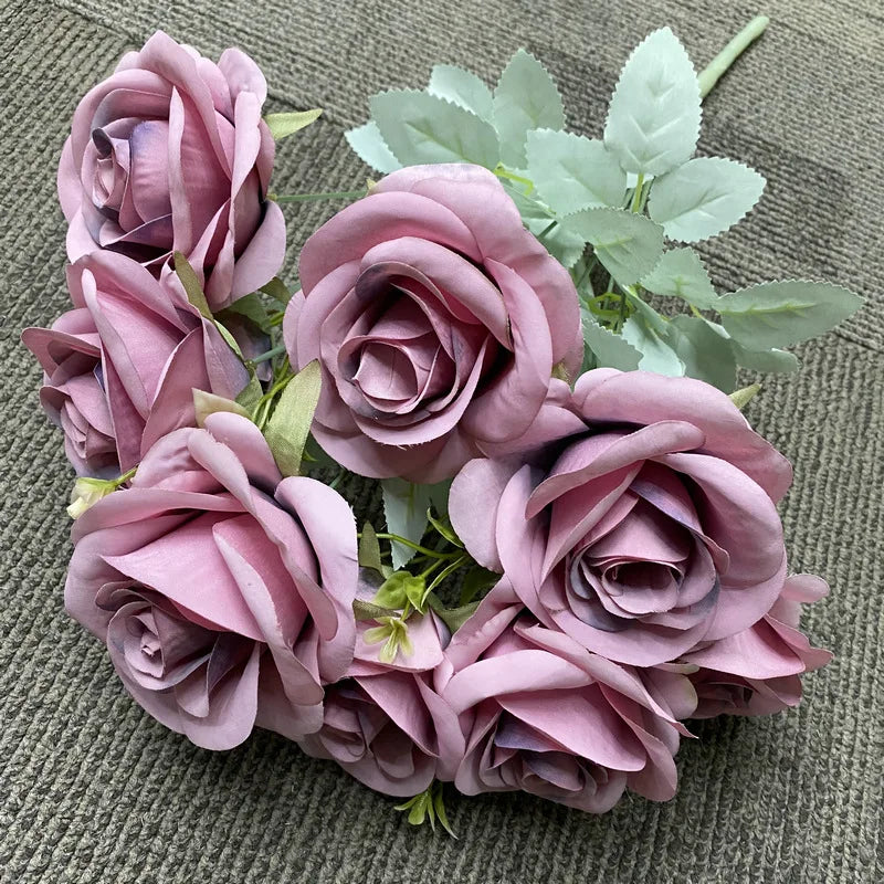 bouquet de roses artificielles en soie décoration florale élégante - vue 11 sur 15