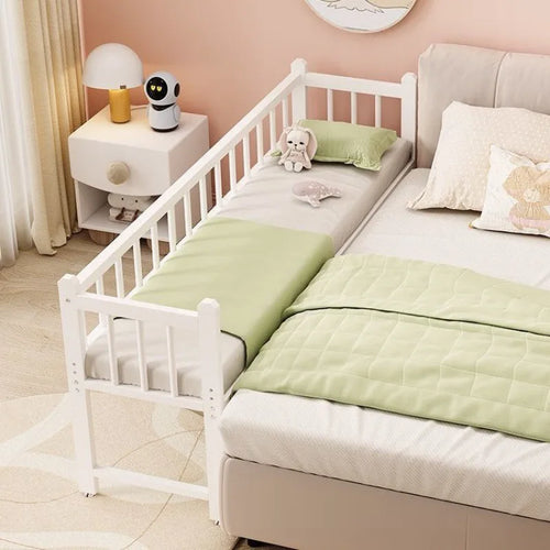 Iron art children's splicing bed with seamless connection, adjustable height, no guardrail, baby fall prevention, widened single - vue 6 sur 9