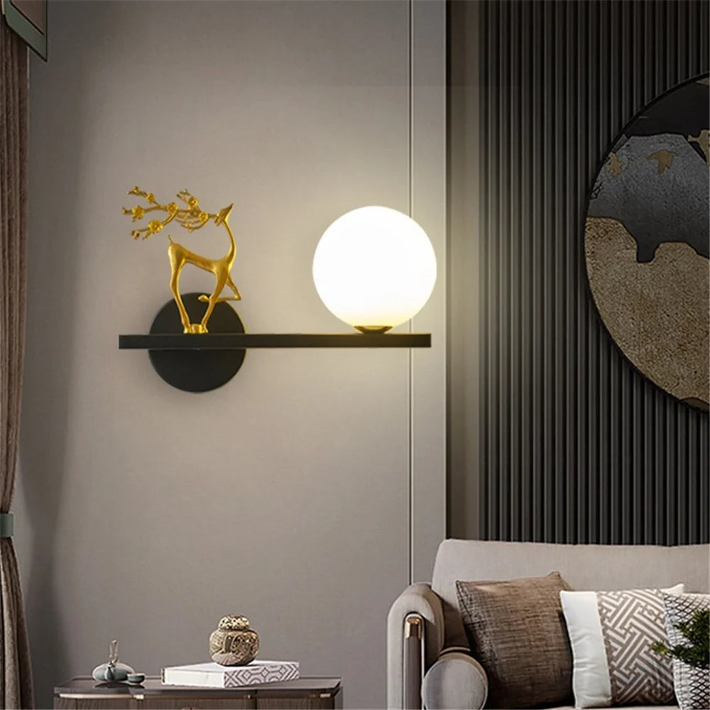 applique murale led cerf doré pour décoration artistique intérieure - vue 3 sur 8