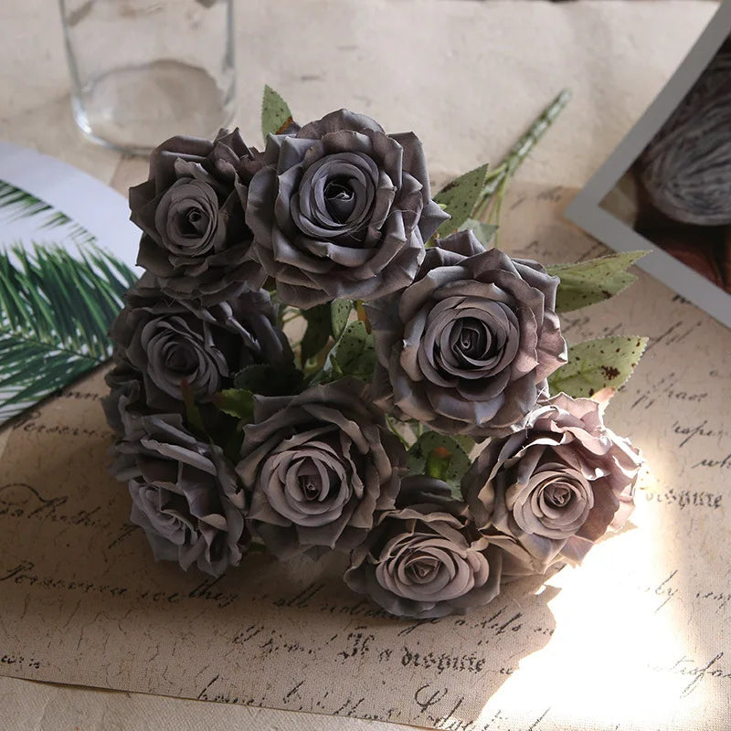 fleurs de roses artificielles bouquet décoration pour la maison et bureau - vue 8 sur 14