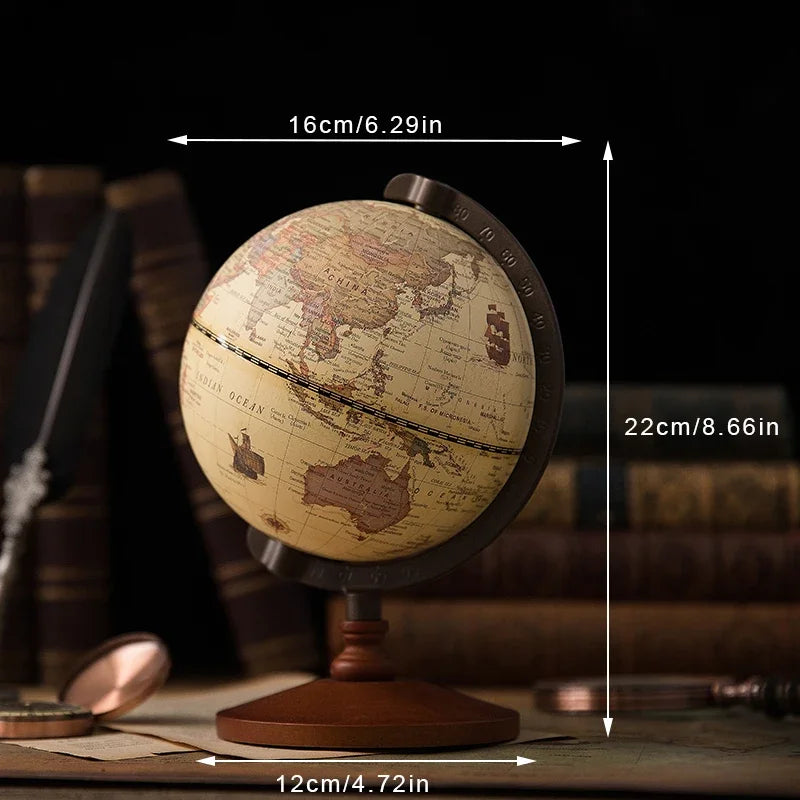wooden globe with led light vintage decoration and constellation