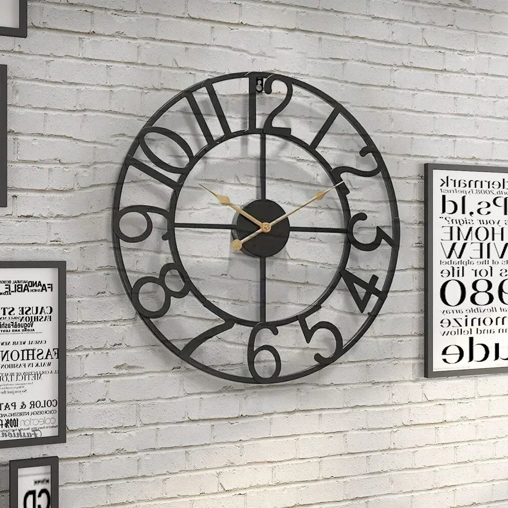 horloge murale silencieuse en fer forgé design nordique créatif décoratif - vue 10 sur 9