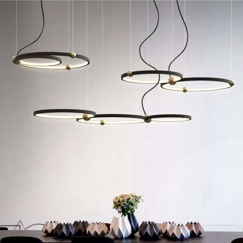 lustre moderne avec anneau suspension led pour décoration suspendue - vue 5 sur 9