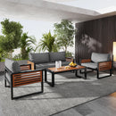 salon de jardin 4 pièces avec canapé et chaises en fer galvanisé