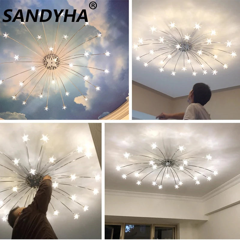 lustre moderne ciel étoile design intérieur lumineux décoratif - vue 7 sur 14