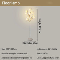 Nordic living room vertical floor lamp, simple bedroom bedside lamp, creative personalized magnolia decoration floor lamp