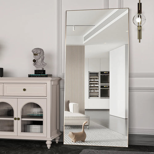 CASSILANDO Full Length Mirror 65" * 24 ", Floor Standing Mirror,  Black Metal Frame Mirror， Full Body Mirror - vue 7 sur 8