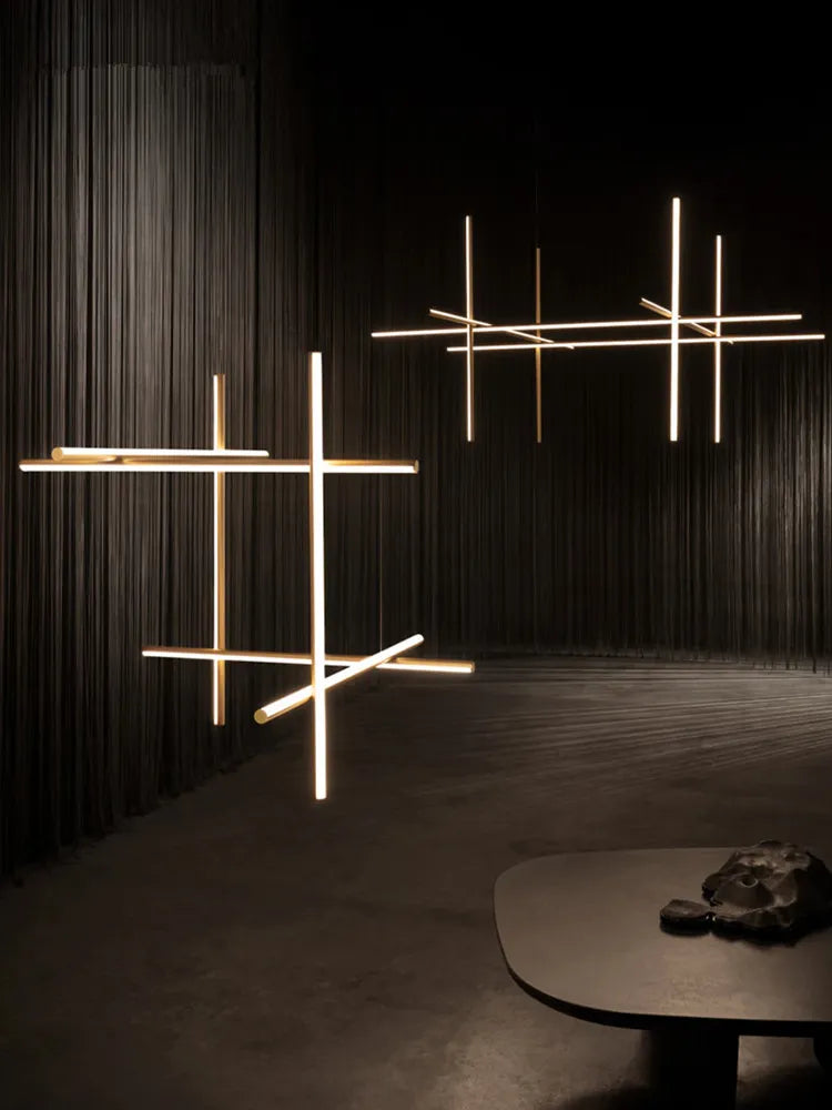 Plafonnier LED linéaire moderne italie lampe suspendue suspendue pour la décoration de l'hôtel lustre de salle à manger