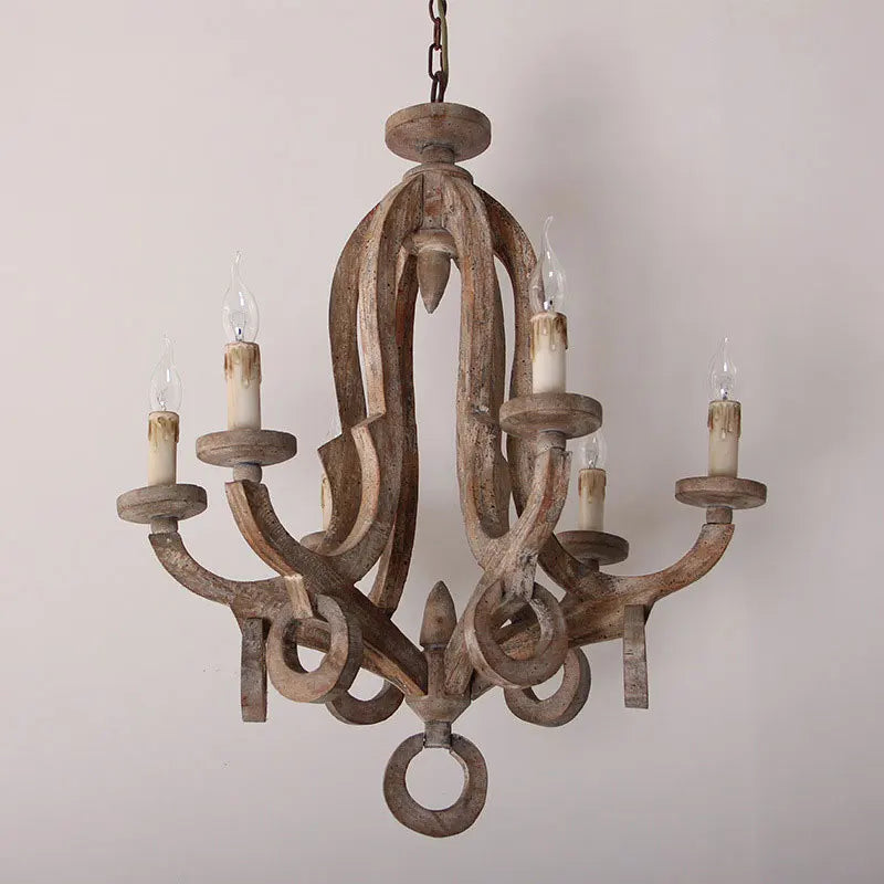 lustre vintage en bois massif style américain pour divers espaces - vue 7 sur 7