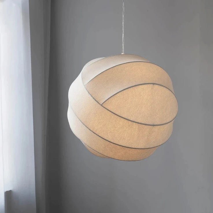 Lustre boule design en tissu style soie fait à la main - vue 2 sur 6