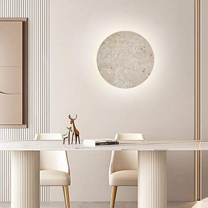 applique murale ronde en pierre naturelle ambiance artistique - vue 5 sur 8