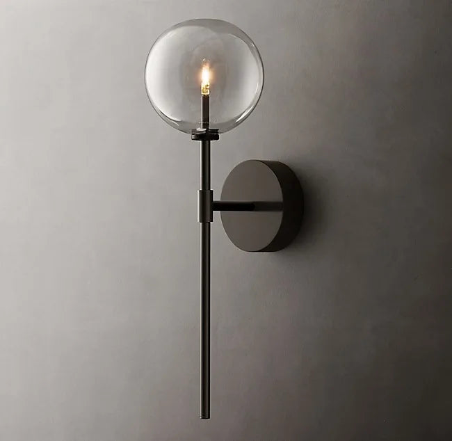 applique murale boule de verre post-moderne éclairage rétro nordique - vue 4 sur 12