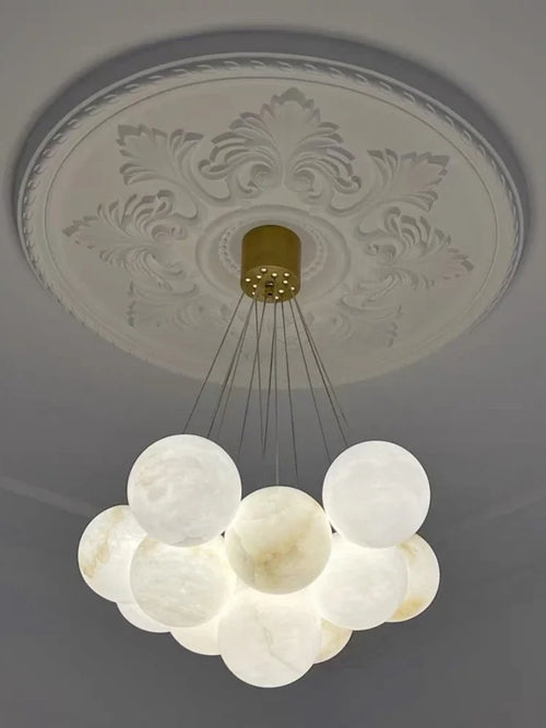 lustre en cuivre de luxe avec marbre naturel espagnol pour décoration moderne - vue 4 sur 7