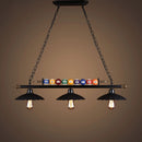 lustre vintage industriel en forme de boule de billard avec abat-jour en verre