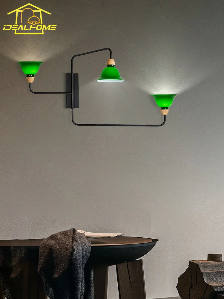 applique murale industrielle médiévale à trois têtes avec bras bascule - vue 4 sur 11