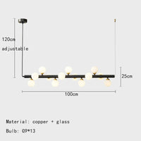 lustre moderne en verre et cuivre avec fil réglable