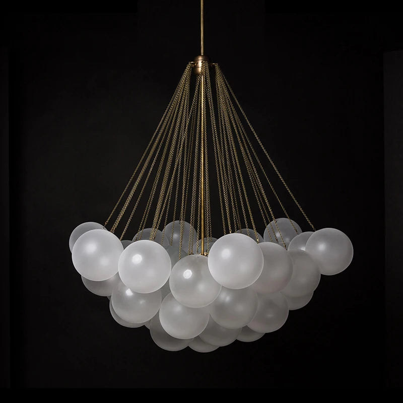 lustre boule de verre moderne led suspension nordique suspendu - vue 3 sur 10