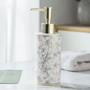 1pc Marble Pattern Ceramic Soap Dispenser,10.14oz Press Type Lotion Dispenser, Refillable Empty Bottle For Shampoo Shower Gel, B