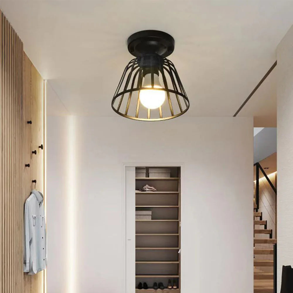 Iron walkway ceiling light minimalist Nordic retro balcony, kitchen light, hallway iron entrance small ceiling light - vue 2 sur 6