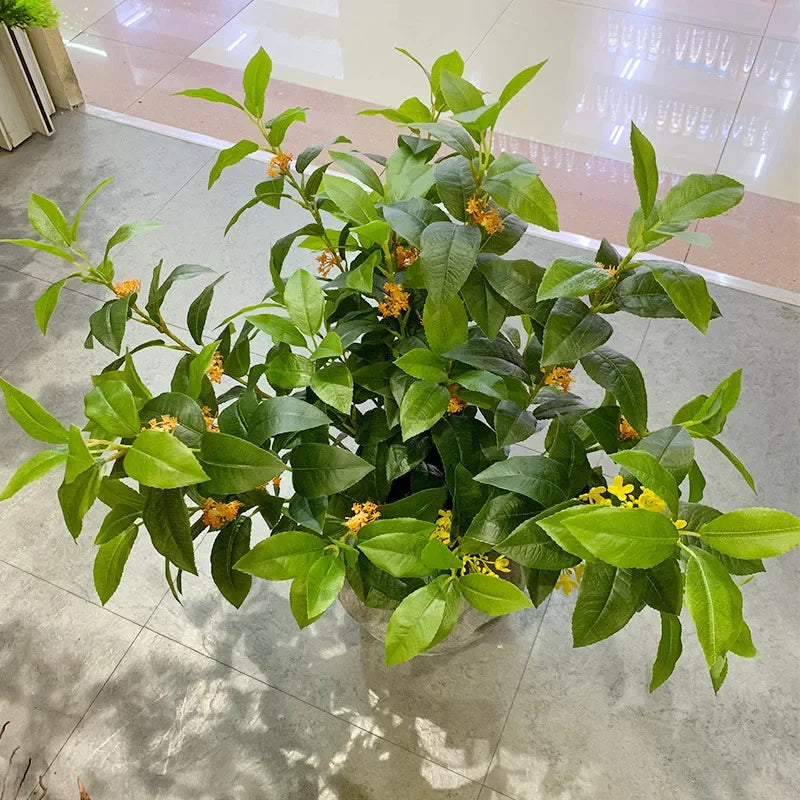 lot de 6 plantes artificielles en soie osmanthus pour décoration commerciale - vue 2 sur 8