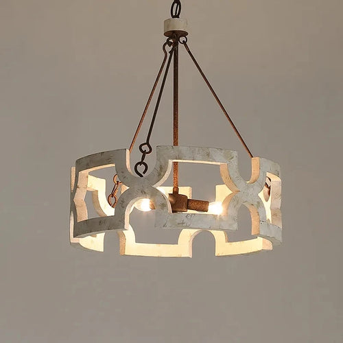 Lustre bois rural créatif salon salle manger couloir magasin boutique restaurant - vue 3 sur 8