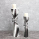 Black and White Striped Twisted Rope Knot Single Candle Holder, Resin, Dining Table Wedding Center Decoration, Modern Decoration