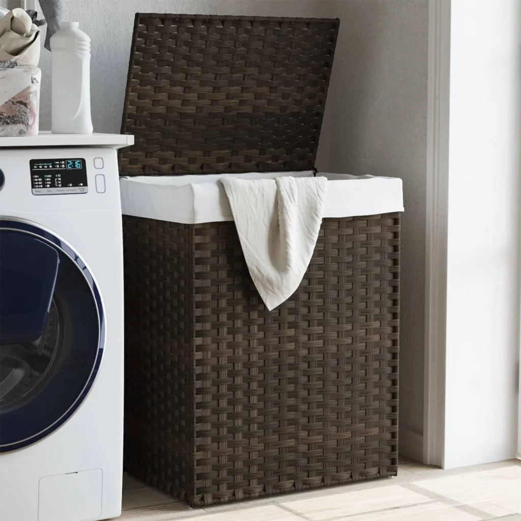 panier à linge avec housse en rotin foncé élégant et pratique - vue 8 sur 7