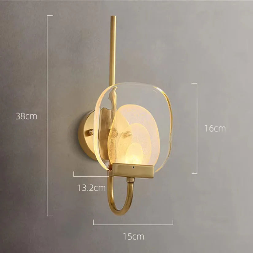 applique murale led luxe en laiton et cristal design moderne - vue 2 sur 7