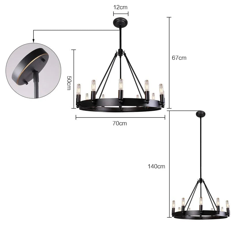 Industrial Vintage Chandelier Retro Wrought Iron Antique Pendant Lights For Kitchen Bedroom Living Room Indoor Led Lighting - vue 5 sur 7