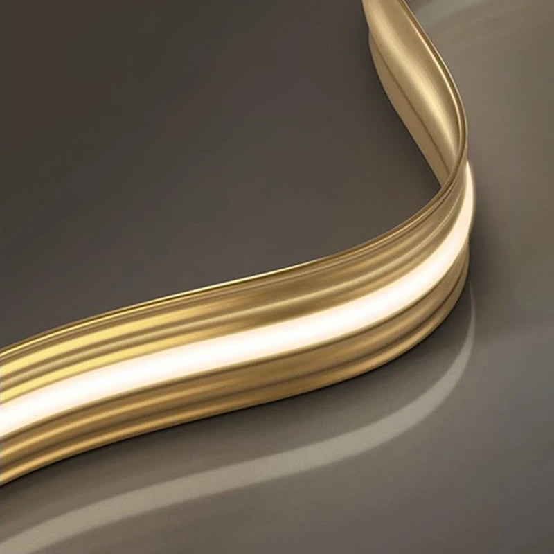 lustre led en cuivre moderne avec design à vagues - vue 6 sur 8