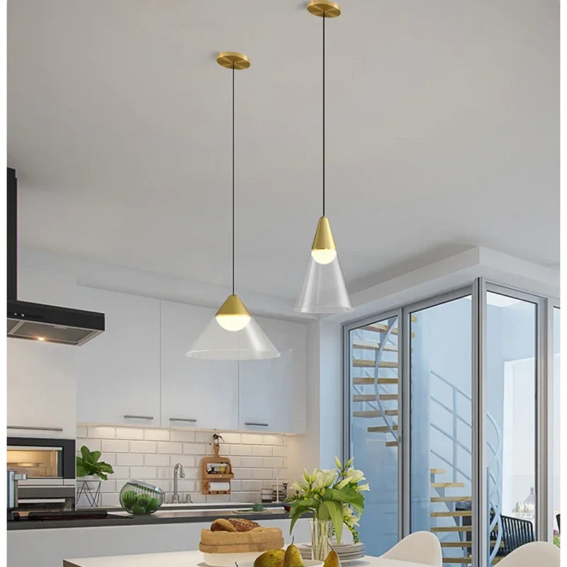 Lamp Modern Pendant Light, 1-Light Gold LED Pendant Light Fixture For Kitchen Island Bedroom Hallway Dining Room Living Room Ca - vue 5 sur 10