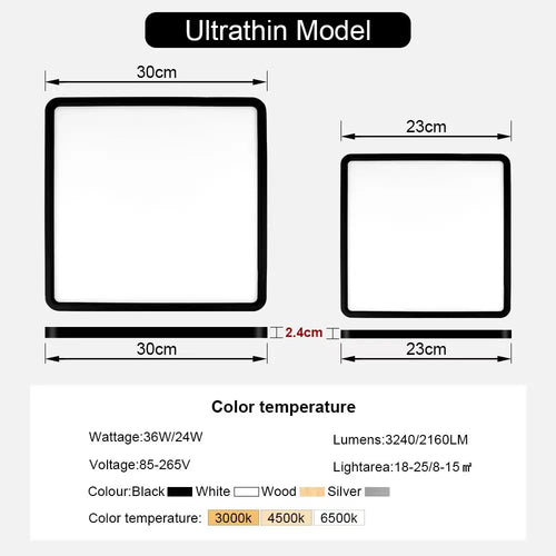 plafonnier led encastré ultra mince moderne pour intérieur