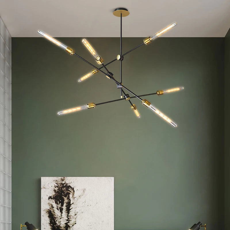 lustre en tube de verre design nordique pour décoration intérieure - vue 4 sur 12