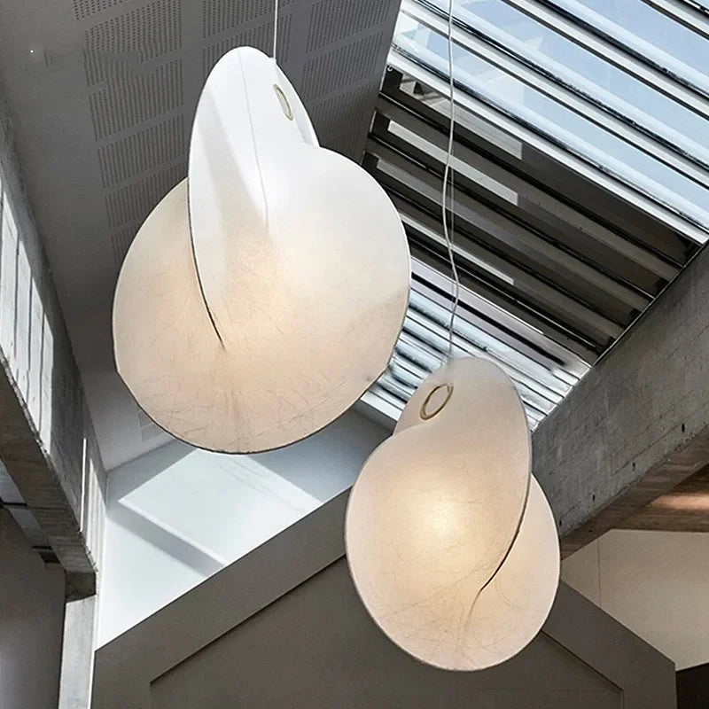 lustre led en soie nordique wabi sabi suspendu pour décoration maison