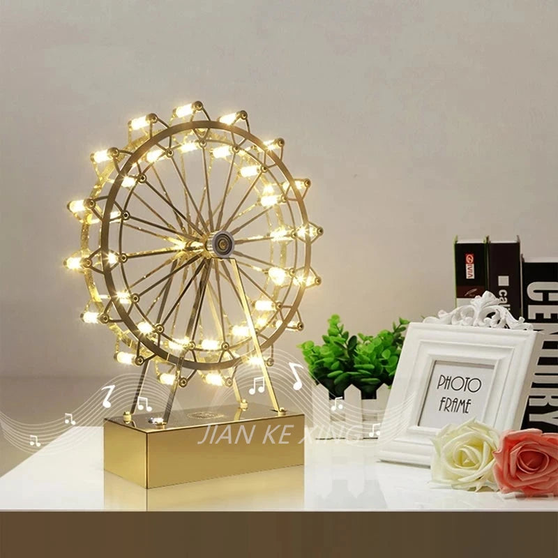 lampe de table rotative led grande roue en acier inoxydable - vue 4 sur 11