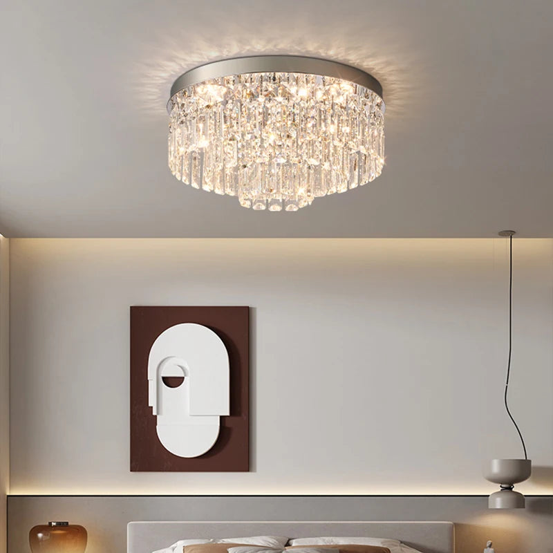 plafonnier en cristal luxe style français atmosphère simple 2024 - vue 6 sur 9