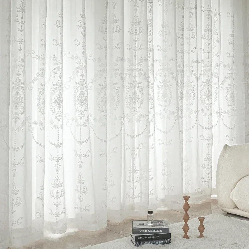 Voilage tulle brodé style européen pour salon fenêtres - vue 3 sur 7