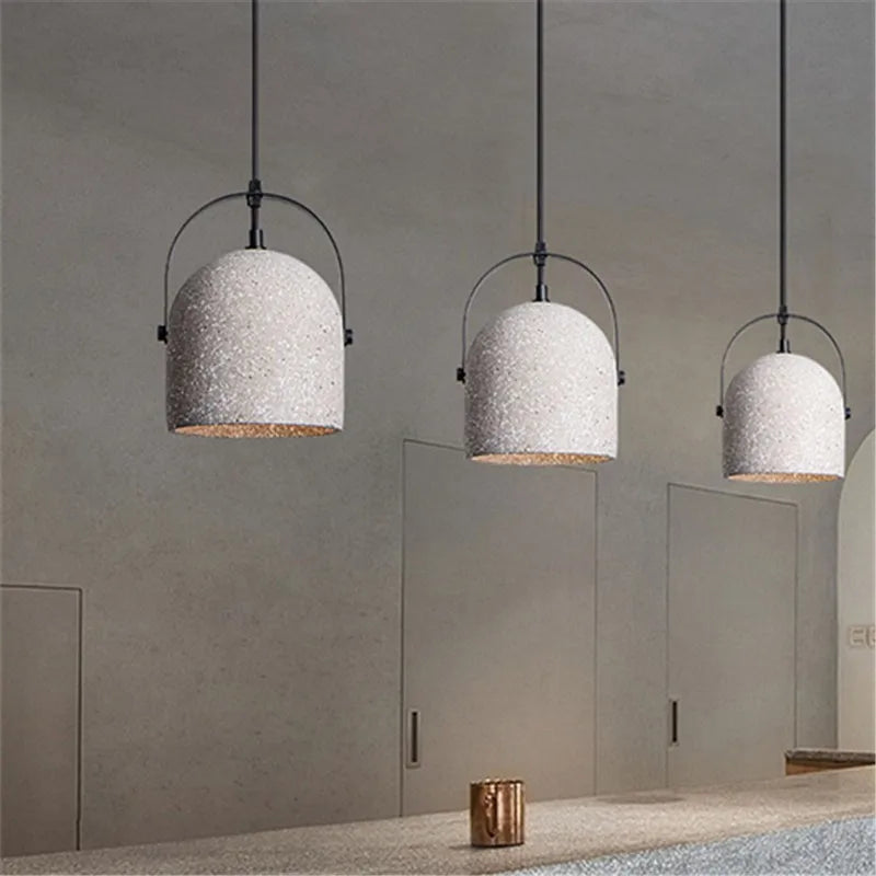 suspension en béton design abat-jour terrazzo style industriel créatif - vue 3 sur 9