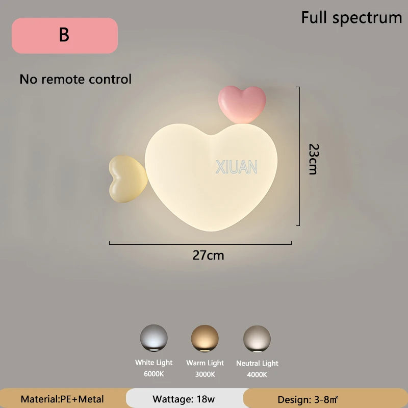 applique murale led romantique couronne coeur nuage pour enfants - vue 8 sur 12