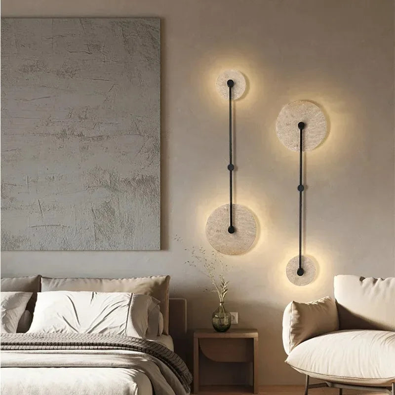 applique murale japonaise en travertin jaune à led pour hôtel et décoration - vue 2 sur 11
