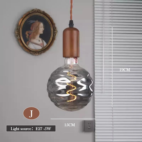lustre en verre d'art rétro en bois massif créatif pour décoration intérieure - vue 25 sur 25